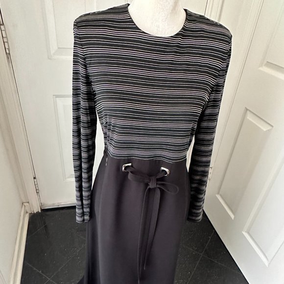 90's Vintage David Warren Black & White Long Sleeves Maxi Dress SZ 10 REDUCED! - Picture 13 of 13